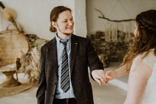 Hochzeitsfoto farbig Brautpaar Essen