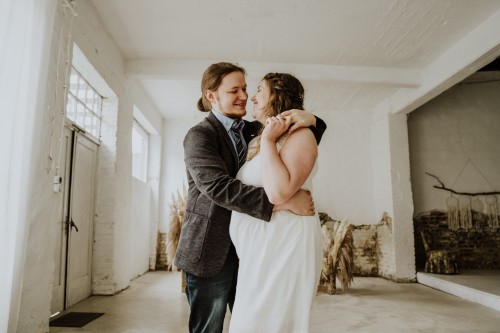 Hochzeitsfoto farbig Brautpaar Essen