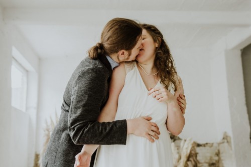 Hochzeitsfoto farbig Brautpaar Essen