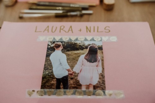 Eine Karte mit Namen und einem Bild drauf.