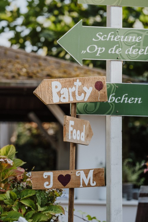 Holzschilder als Wegweiser.